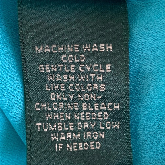 LAUREN RALPH LAUREN BLUE PIN TUCK CHIFFON SHIFT DRESS. WOMEN’s SIZE 16 - Picture 7 of 7